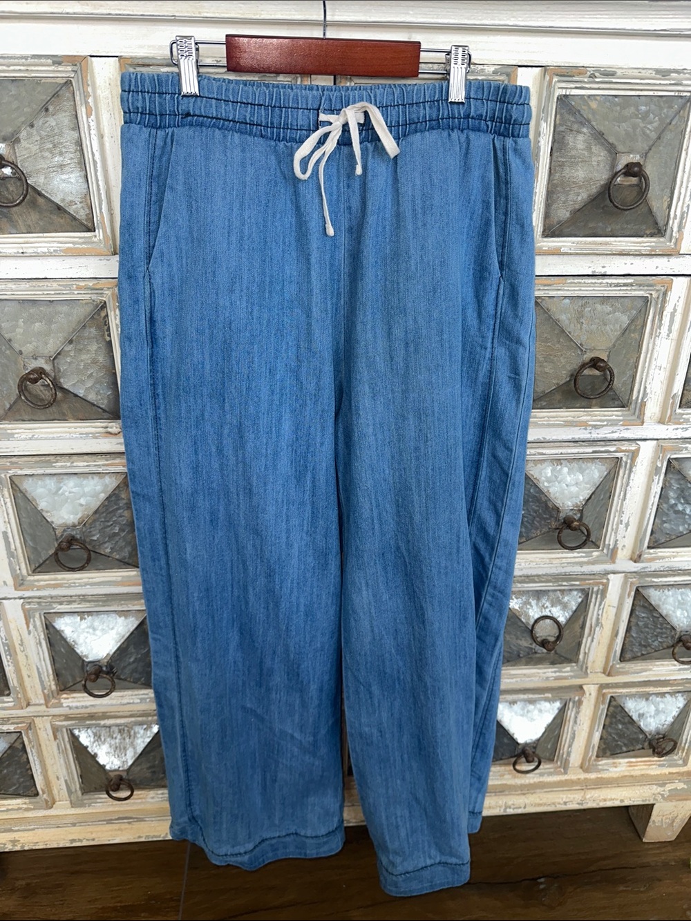 Light Wash Denim Wide leg Pants